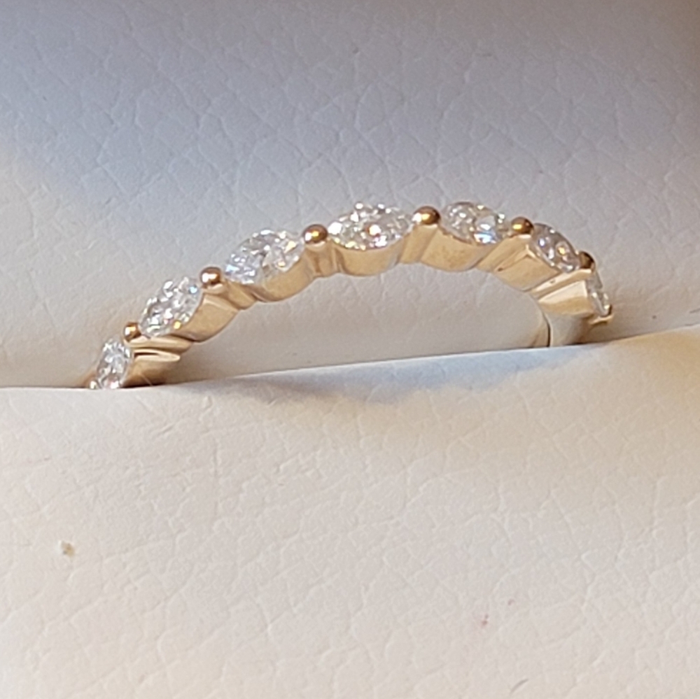 New James Allen 7 Marquis Diamond Band Wedding Ring 14K YG G-H VS2 Box & Papers